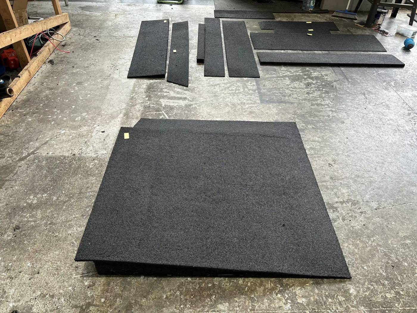 Batch of recycled rubber ramps and platforms ready for delivery